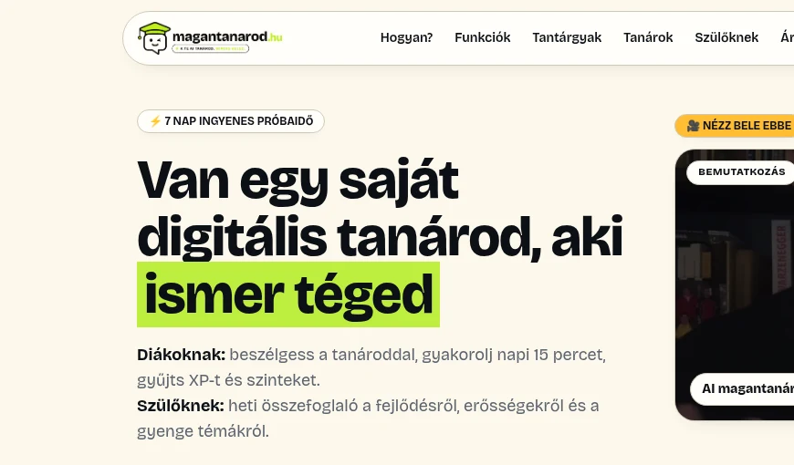 Magántanárod.hu — a projekt képernyőképe